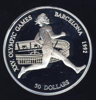 Cook szigetek 1990. 50$ Ag "Olimpia-futás" T:PP Tanúsítvánnyal!