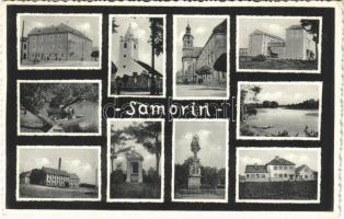 Somorja, Somorin, Samorín; mozaiklap, rajta gőzmalom / multi-view postcard with steam mill (EK)