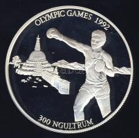 Bhután 1992. 300N Ag "Olimpia-boksz" T:PP Csak 20.000db! Tanúsítvánnyal!