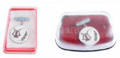 1973. "20, 25 év a Magyar Zenekultúra Szolgálatában" 2db zománcozott kitüntetés tokban T:2