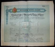 1932 Dekoratív nagyalakú tanítói oklevél