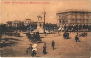 Milano, Milan; Foro Bonaparte col Monumento a Garibaldi / square, monument, automobile, horse-drawn carriages