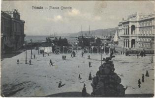 1906 Trieste, Trst; Piazza Grande / square, tram (EB)