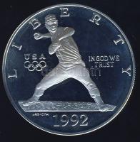 USA 1992. 1$ Ag "Olimpia-baseball" T:PP Tanúsítvánnyal!