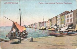 Mali Losinj, Lussinpiccolo; Porto e riva Arciduca Francesco Ferdinando / port, quay, boats