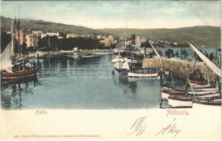 1902 Abbazia, Opatija; Hafen / kikötő, gőzhajó / port, boats, steamship. Alfred Dietrich (fa)