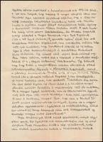 Peéry Rezső (1910-1977) író, publicista autográf levele Vass László (1905-1950) újságíró, kritikusna...