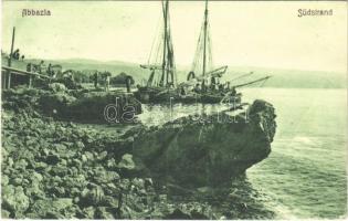 1907 Abbazia, Opatija; Südstrand / seashore, boats (EK)