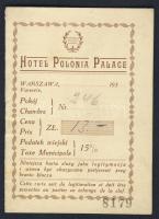 ccí 1930 Varsói hotel 8 oldalas kulcs-füzet / Warszawa Hotel key-book 8 pages