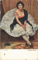1920 Ruhende Tänzerin / Gently erotic lady art postcard. Marke J.S.C. 6030. s: Col. Josef Max (EK)