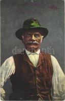 1926 Magyar paraszt. Erdélyi udv. fényképész felvétele. Vasúti Levelezőlapárusítás 1916. / Hungarian folklore, peasant (apró lyuk / tiny pinhole)