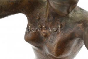 Medgyessy Ferenc (1881-1958): Kontyot kötő lány. Bronz. Jelzett. fa talapzaton. m: 29 cm / Bronze st...