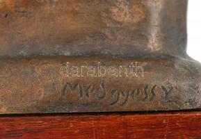 Medgyessy Ferenc (1881-1958): Kontyot kötő lány. Bronz. Jelzett. fa talapzaton. m: 29 cm / Bronze st...