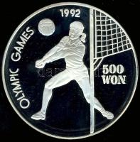 Észak-Korea 1991. 500W Ag "Olimpia-röplabda" T:PP Tanúsítvánnyal!