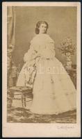 1862 Wittelsbach Erzsébet (Sisi, 1837-1898) osztrák császárné és magyar királyné, Angerer fotó, szép állapotban, 10,5×6 cm / Empress Sisi, photo