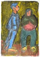 Nikmond Beáta (1938-): Az otthon melege (cím nélkül). Pasztell, papír, jelzett. 42,5x 29,5 cm