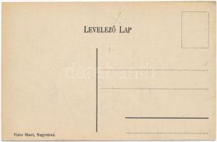 Nagyvárad, Oradea; pályaudvar, vasútállomás, gőzmozdony. Vidor Manó kiadása / railway station, locom...