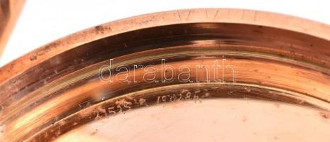 Remontoir 14K arany (Au) zsebóra jelzett, hibátlan, működő állapotban bruttó 77,8 g, d: 50 mm / Remo...