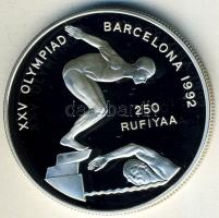 Maldív szigetek 1990. 250R Ag "Olimpia-úszás" T:PP Tanúsítvánnyal!