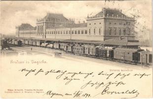 1899 (Vorläufer) Zagreb, Zágráb; vasútállomás, vonatok / Drzavni kolodvor / railway station, trains