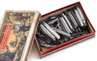 cca 1910 Adria toll, angol acélból készített Rigler J. gyártású tollhegyeket tartalmazó doboz, jó ál...