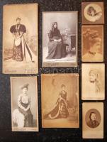 cca 1870-1900 8 db nőket ábrázoló keményhátú fotó