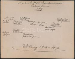 1917 A cs. és királyi 48. gyalogezred betegszobája Pilsenben, hátoldalon feliratozva, a fotón levők ...