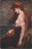 Melancholie / Gently erotic lady art postcard. Salon J.P.P. 2132. s: Georg Papperitz (EK)