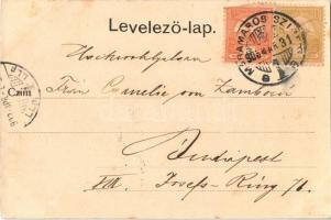 1903 Üdvözlet Munkácsról! Uraságoktól levetett finom ruha, zsidó kereskedő. Kroó Hugó kiadása 3049. ...
