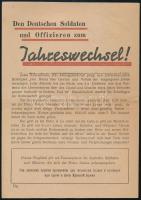 1945 Német katonáknak leszórt szovjet röpcédula "1945 évforduló - sorsforduló" címmel, ném...