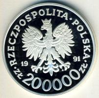 Lengyelország 1991. 200.000Zl Ag "Olimpia-síelés" T:PP Csak 20.000db!