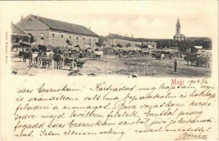 1904 Mór, Moór; Vásár tér ökörszekerekkel. Stefan Wiesner