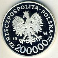 Lengyelország 1991. 200.000Zl Ag "Olimpia-vitorlázás" T:PP Csak 20.000db!