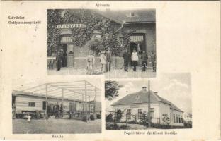 1916 Ostffyasszonyfa, vasútállomás, kantin, fogolytábor építészeti irodája (régen állami elemi népiskola), katonák