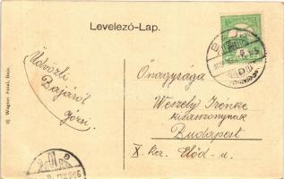 1908 Baja város szép helyen van... Folyópart és csónakok. Ifj. Wagner Antal kiadása