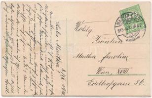 1915 Magyaróvár, Mosonmagyaróvár; Leporellolap automobillal. Gassler János kiadása