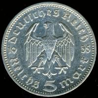 Német 3. Birodalom 1935J 5M Ag "Hindenburg" T:2/3+
