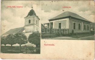 Nyírmada, Görög katolikus templom, lelkészlak. Grosz József kiadása (fl)