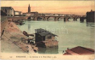 1912 Toulouse, La Garonne et le Pont-Neuf / bridge, riverside, quay (EK)