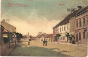 1915 Moson, Fő utca, Kápolna tér, üzletek. Freitag Frigyes kiadása