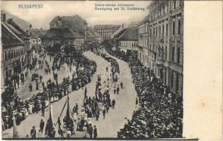 Budapest I. Dísz tér, Szent István napi körmenet. Schwarcz Jakab kiadása / Rundgang am St. Stefanstag