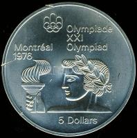 Kanada 1974. 5$ Ag "Olimpia-láng" T:2+ v.ph