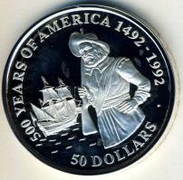 Cook-szigetek 1990. 50$ Ag "Amerika 500 éve-Henry Hudson" T:PP