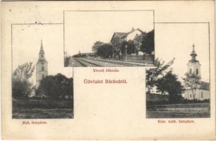 1913 Báránd, Református és római katolikus templom, vasútállomás