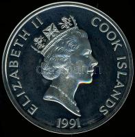 Cook-szigetek 1991. 50$ Ag "Amerika 500 éve-Ülő Bika" T:PP