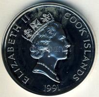 Cook-szigetek 1991. 50$ Ag "Amerika 500 éve-azték pap" T:PP