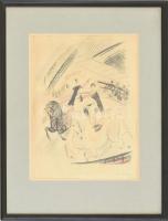 Márffy Ödön (1878-1959): Műlovar. Akvarellel színezett litográfia, papír, jelzett. Lap tetején javít...