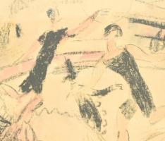 Márffy Ödön (1878-1959): Műlovar. Akvarellel színezett litográfia, papír, jelzett. Lap tetején javít...