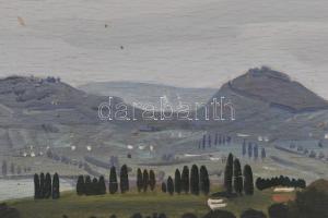 Molnár C. Pál (1894-1981): Kilátás Tördemic felé (Badacsonytördemic). Olaj, falemez, jelzett. Hátold...