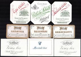 18 db Schuth Vilmos Villány boros címke, cs.. és kir. udvari szállító, 1900 körül / Wilhelm Schuth W...